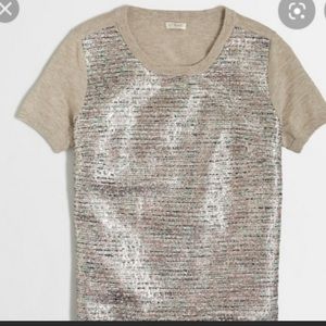 J. Crew factory Metallic tweed panel sweater